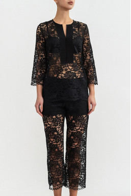 Гипюровая женская блуза German Volf "Камелия", черный