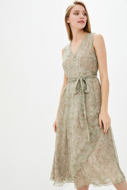 Сукня жіноча міді шифонова з квітковим принтом