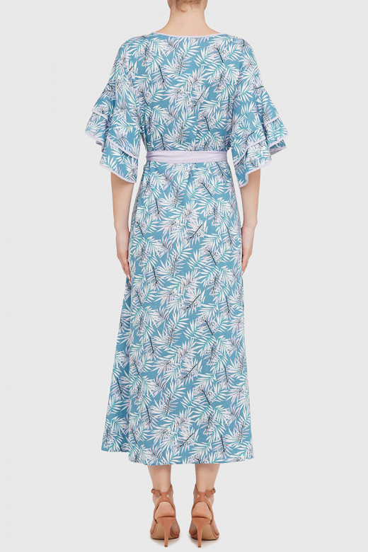 Сукня жіноча  лляна з воланами,квітковий принт