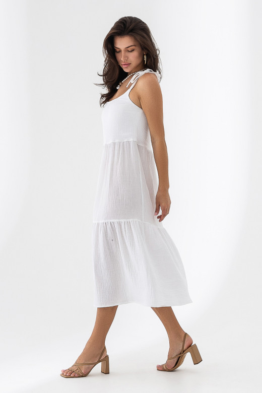 Білий жіночий сарафан з бавовняного мусліну