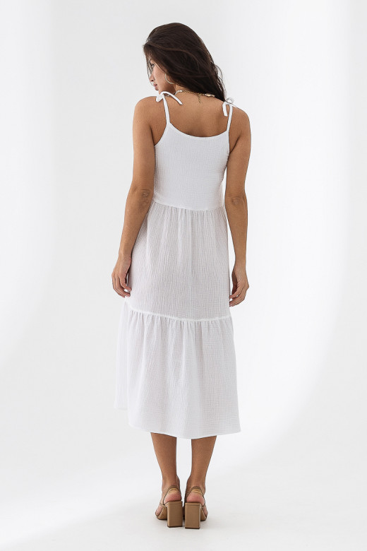 Білий жіночий сарафан з бавовняного мусліну