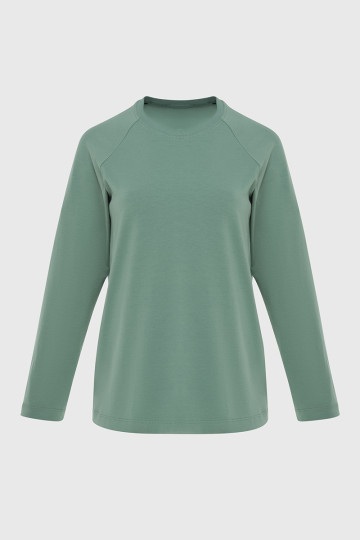 Реглан женский базовый из хлопка, зеленый