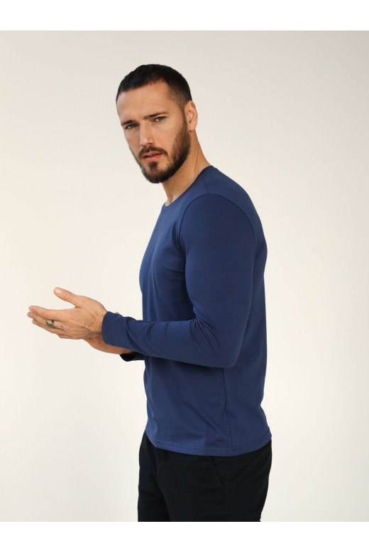 Базовий чоловічий синій лонгслів з бавовни