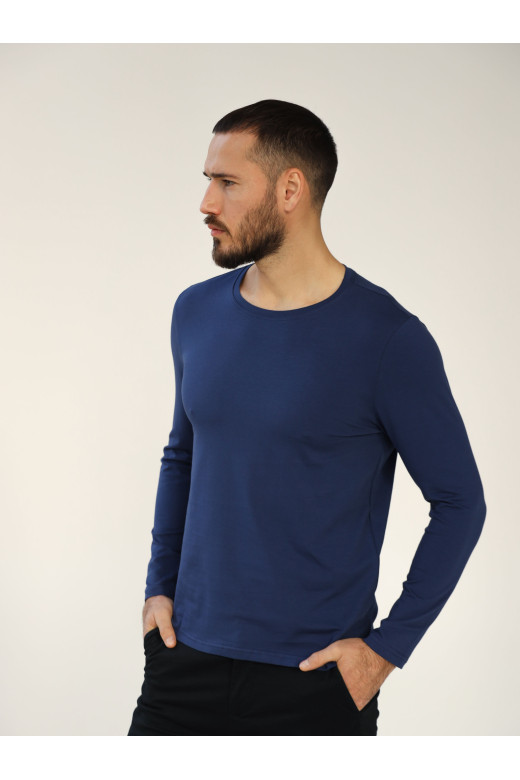 Базовий чоловічий синій лонгслів з бавовни