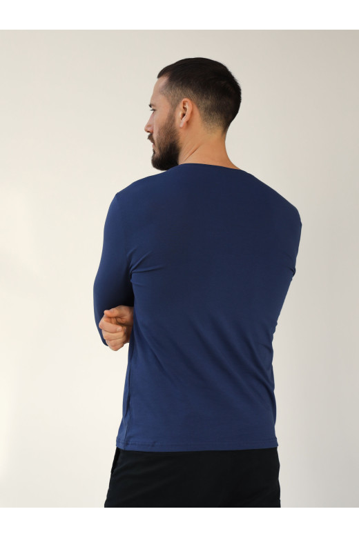 Базовий чоловічий синій лонгслів з бавовни
