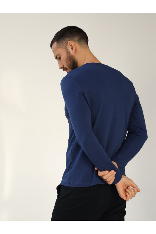 Базовий чоловічий синій лонгслів з бавовни