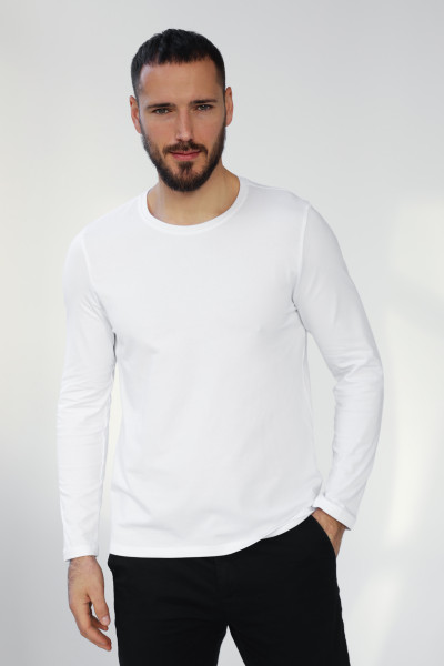 Лонгслив мужской базовый из хлопка, цвет белый