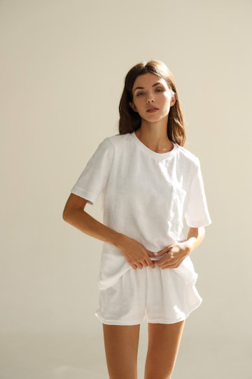 Комплект футболка и шорты женский из микромахры, белый