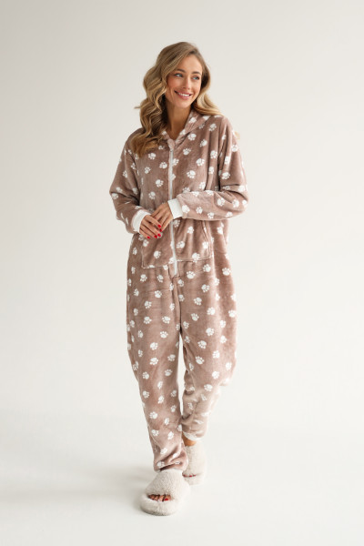 Жіночий кігурумі з велсофту з принтом, бежевий