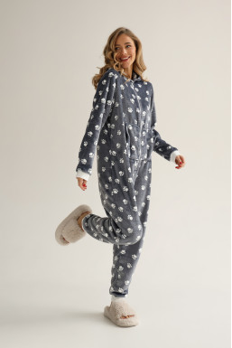 Жіночий кігурумі з велсофту з принтом лапка, сірий