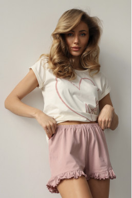 Пижама женская AMOUR футболка и шорты, цвет розовый