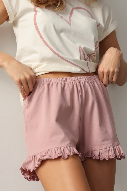Пижама женская AMOUR футболка и шорты, цвет розовый