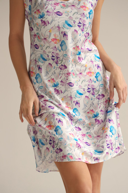 Жіночий шовковий комплект German Volf з квітковим принтом: сорочка та халат