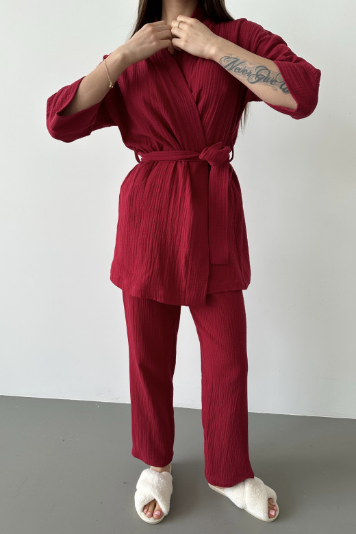 Женский домашний муслиновый костюм German Volf: халат и штаны