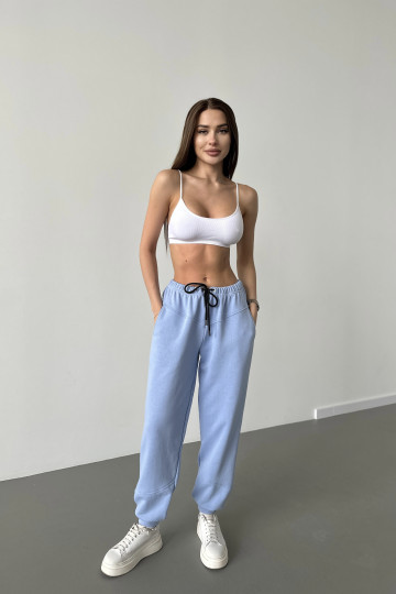 Штани жіночі спортивні з кокеткою, колір блакитний
