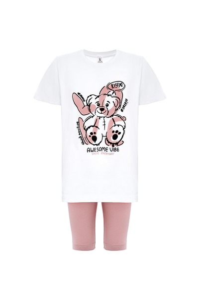 Комплект шорти велосипедки та футболка з рожевим принтом LOVE