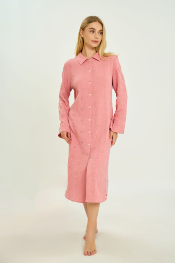 Туника женская из муслинового шитья, цвет розовый