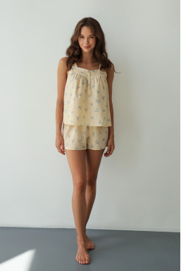 Комплект для сну "Ніжність" майка та шорти, принт квіти