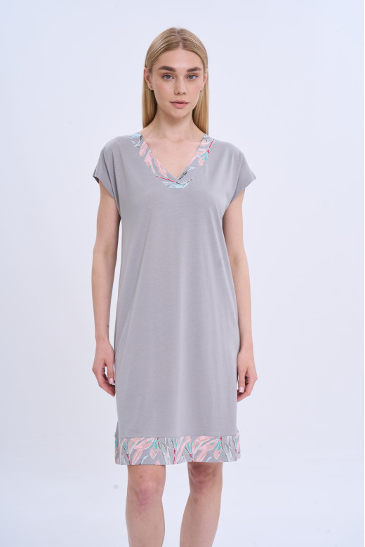 Сорочка для сна женская коллекция Флора German Volf, серый