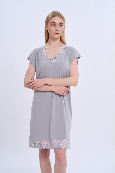 Сорочка для сна женская коллекция Флора German Volf, серый