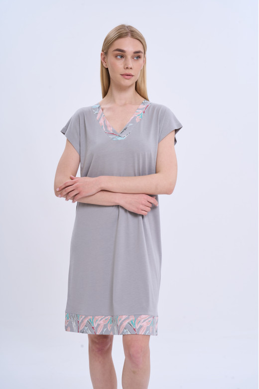 Сорочка для сна женская коллекция Флора German Volf, серый