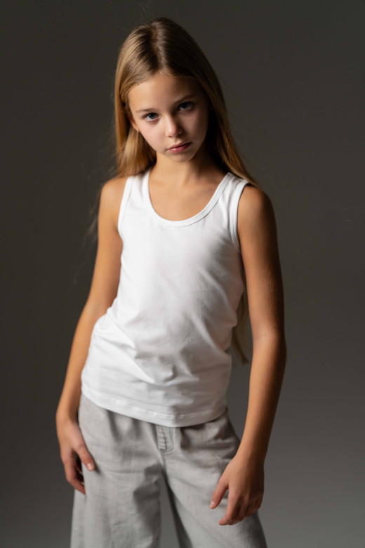 Майка дитяча із куліру, колір білий Майка дитяча із куліру, колір білий