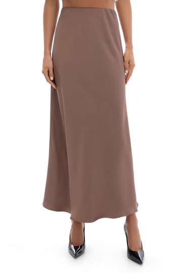Юбка длинная шелковая, цвет мокко