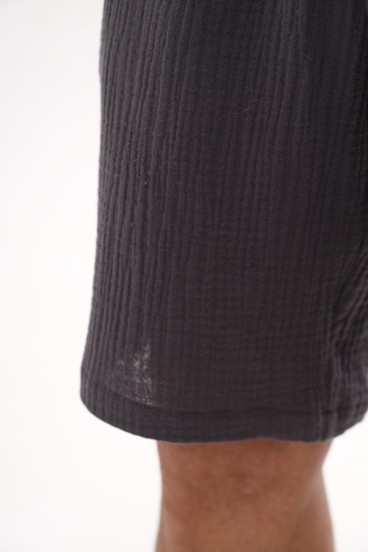 Мужские муслиновые шорты на резинке с кулиской и карманами