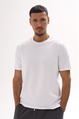 Футболка чоловіча базова з куліру, колір білий