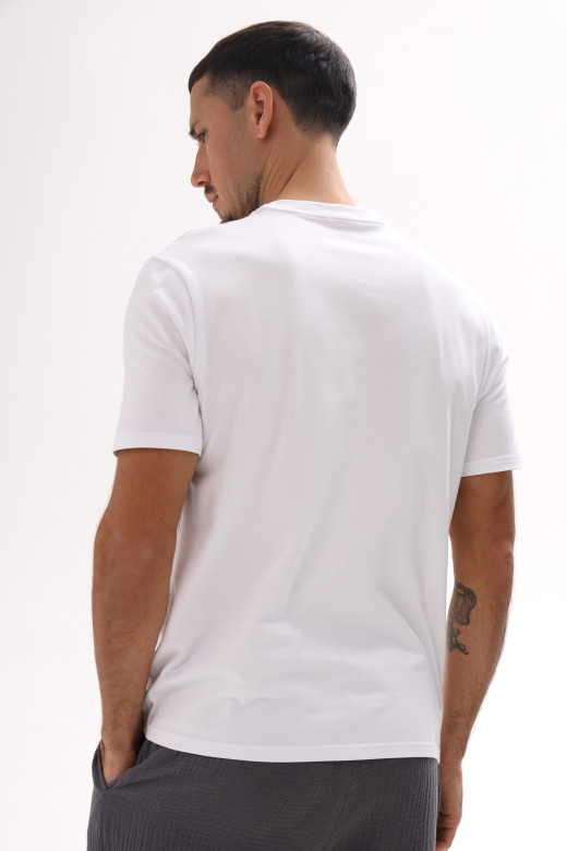 Футболка чоловіча базова з куліру, колір білий Футболка чоловіча базова з куліру, колір білий