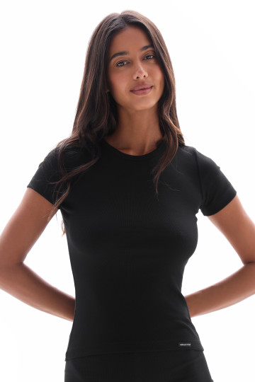 Футболка женская хлопковый рубчик, цвет черный