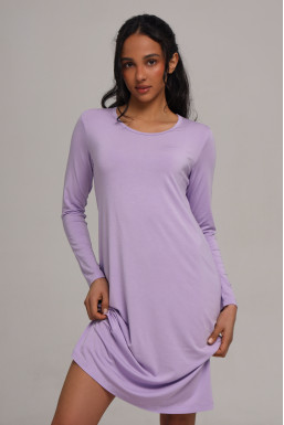 Сорочка жіноча для сну з довгим рукавом з мікромодалу, лаванда