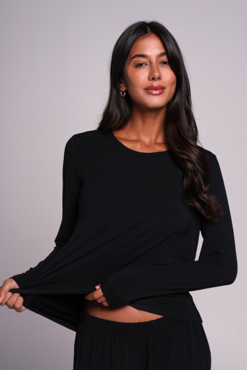 Лонгслів жіночий з мікромодалу, чорний