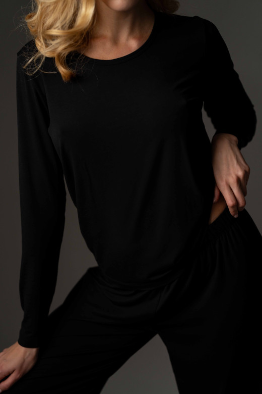 Лонгслів жіночий з мікромодалу, чорний Лонгслів жіночий з мікромодалу, чорний