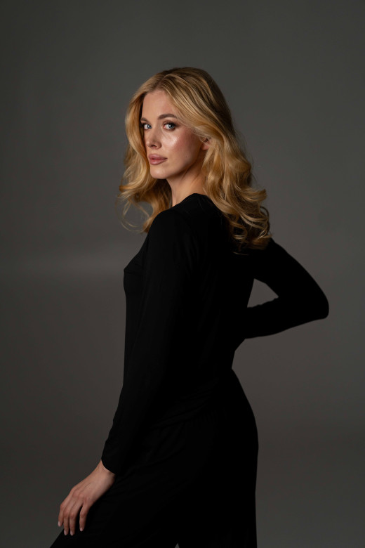 Лонгслів жіночий з мікромодалу, чорний Лонгслів жіночий з мікромодалу, чорний