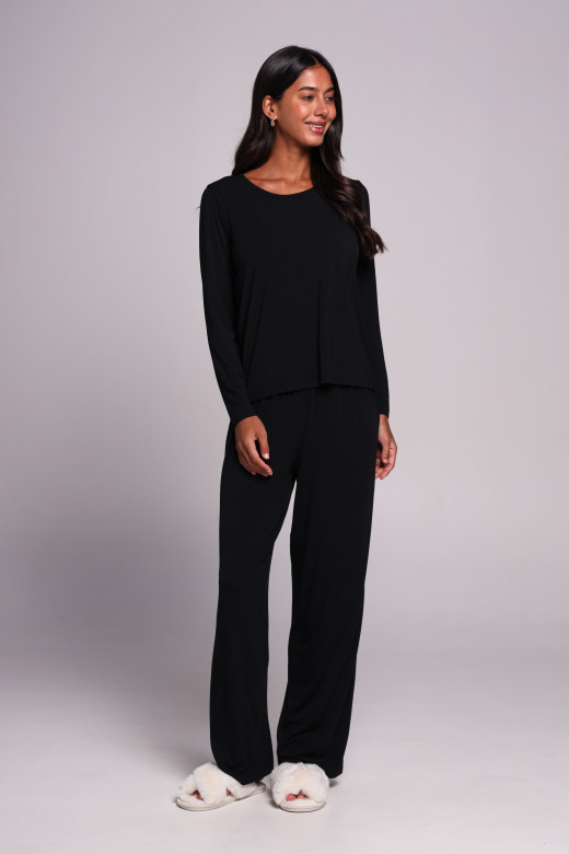 Лонгслів жіночий з мікромодалу, чорний