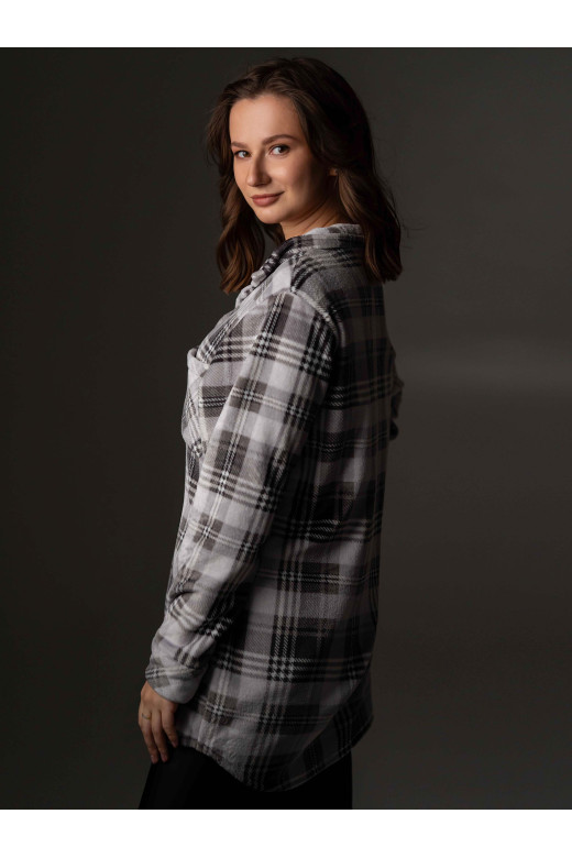 Рубашка женская теплая рубашка из велсофта, принт клетка Рубашка женская теплая рубашка из велсофта, принт клетка