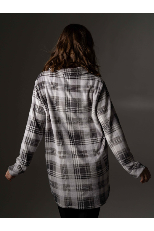 Рубашка женская теплая рубашка из велсофта, принт клетка Рубашка женская теплая рубашка из велсофта, принт клетка