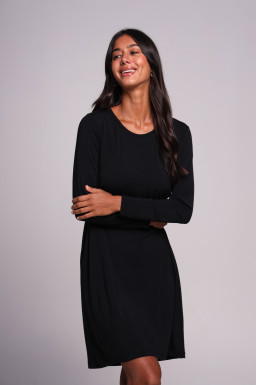 Сорочка жіноча для сну з довгим рукавом з мікромодалу, чорний 