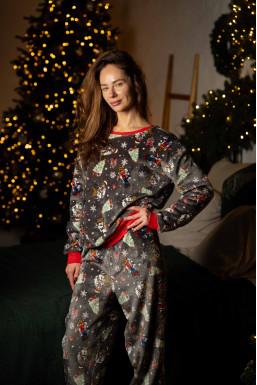 Піжамний костюм жіночий домашній з велсофту, принт ведмедики