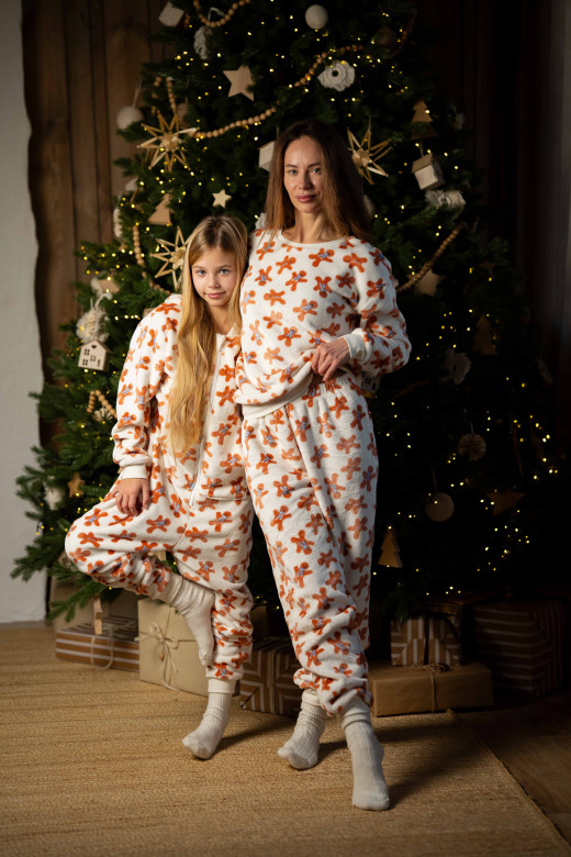 Костюм домашній теплий з велсофту, принт пряники 