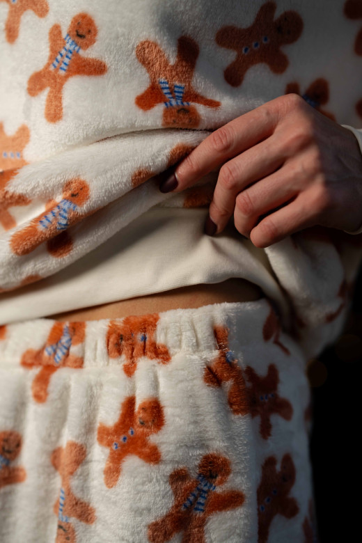 Костюм домашній теплий з велсофту, принт пряники 