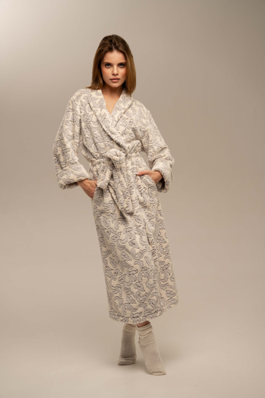 Халат женский из велсофта, пейсли-принт