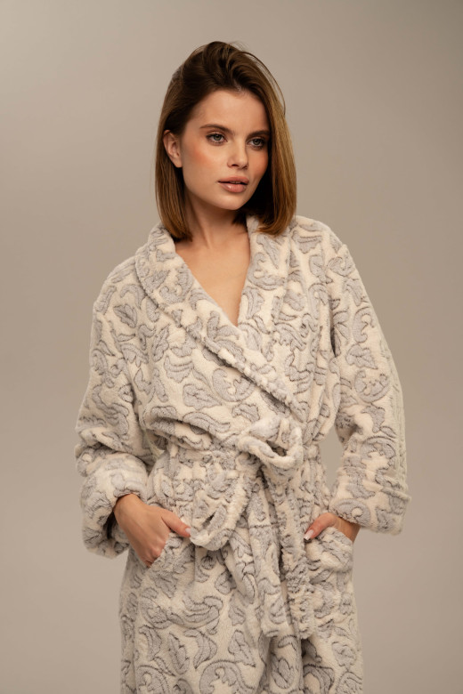 Халат женский из велсофта, пейсли-принт