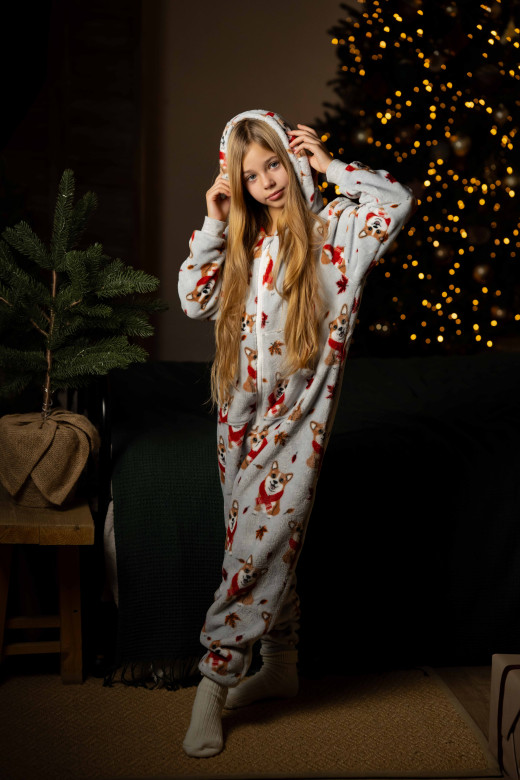 Комбінезон дитячий фліс-велсофт, принт коргі Комбінезон дитячий фліс-велсофт, принт коргі