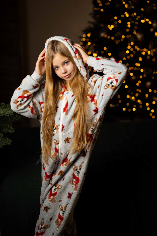 Комбінезон дитячий фліс-велсофт, принт коргі Комбінезон дитячий фліс-велсофт, принт коргі