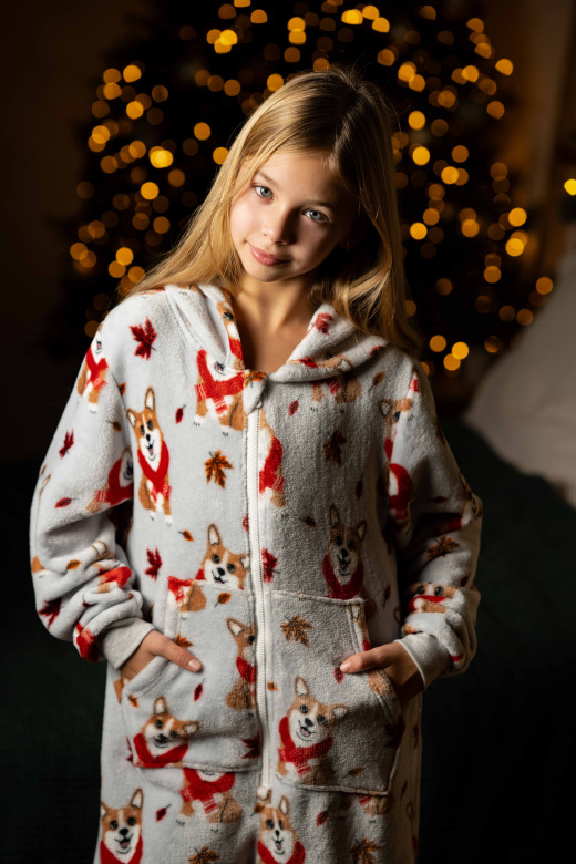 Комбінезон дитячий фліс-велсофт, принт коргі Комбінезон дитячий фліс-велсофт, принт коргі