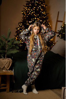 Комбінезон дитячий фліс-велсофт, принт ведмедики