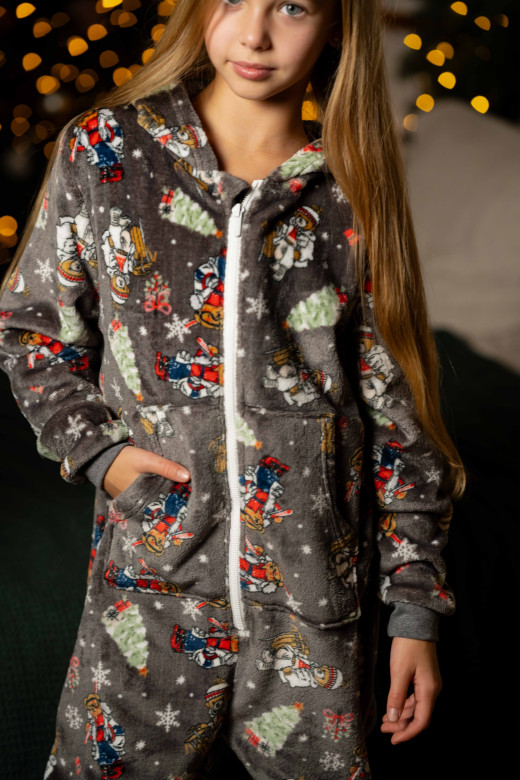 Комбінезон дитячий фліс-велсофт, принт ведмедики Комбінезон дитячий фліс-велсофт, принт ведмедики