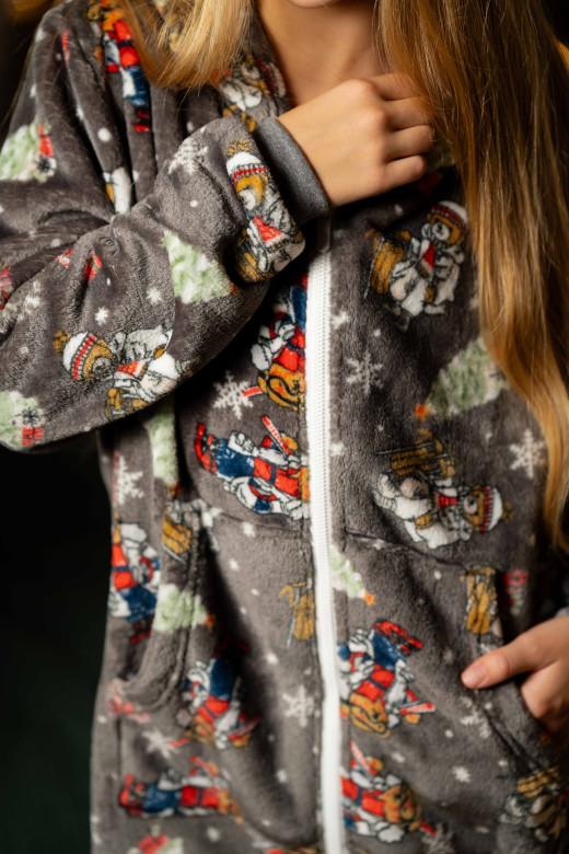 Комбінезон дитячий фліс-велсофт, принт ведмедики Комбінезон дитячий фліс-велсофт, принт ведмедики